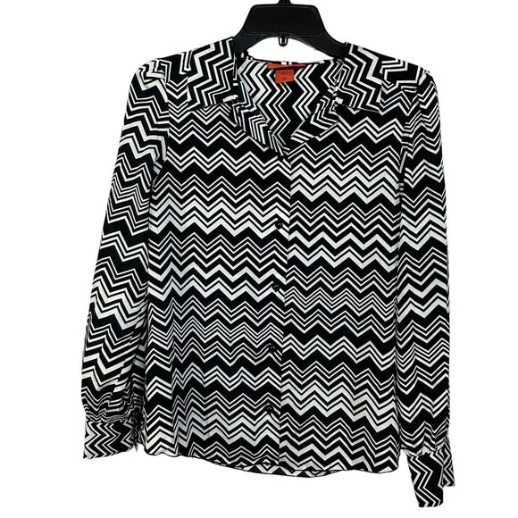 Missoni Tops - Missoni For Target Zig Zag Black White Long Sleeve Button Up Blouse Women Small